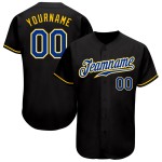 Maillot de baseball personnalisé noir authentique Royal-Gold Maillot de baseball personnalisé noir authentique Royal-Gold
