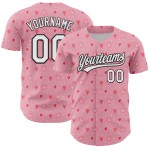 Maglia da baseball autentica rosa, bianca e nera, con cuore 3D, luce e amore, personalizzata per San Valentino Maglia da baseball autentica rosa, bianca e nera, con cuore 3D, luce e amore, personalizzata per San Valentino