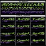 Maglia da baseball personalizzata, autentica, in tinta unita verde-viola sfumata nera, stile neon Maglia da baseball personalizzata, autentica, in tinta unita verde-viola sfumata nera, stile neon