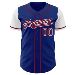 Maglia da baseball personalizzata Crimson-White Tone Two Royal Autentica