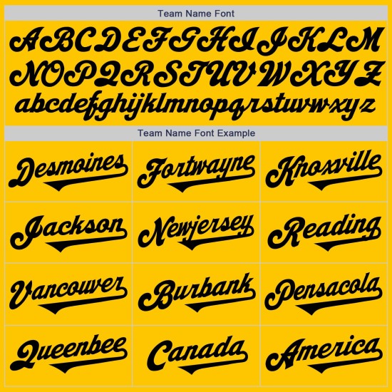 Maglia da baseball personalizzata autentica gialla e nera Maglia da baseball personalizzata autentica gialla e nera