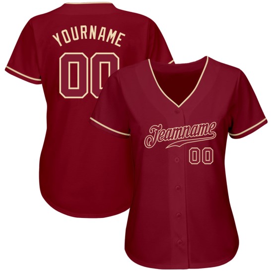 Maglia da baseball autentica Crimson personalizzata Crimson-Crema Maglia da baseball autentica Crimson personalizzata Crimson-Crema