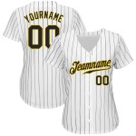 Maillot de baseball authentique personnalisé à rayures blanches, noir et or Maillot de baseball authentique personnalisé à rayures blanches, noir et or