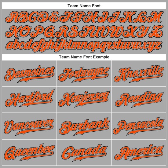 Maillot de baseball personnalisé gris authentique orange-noir à fines rayures noires