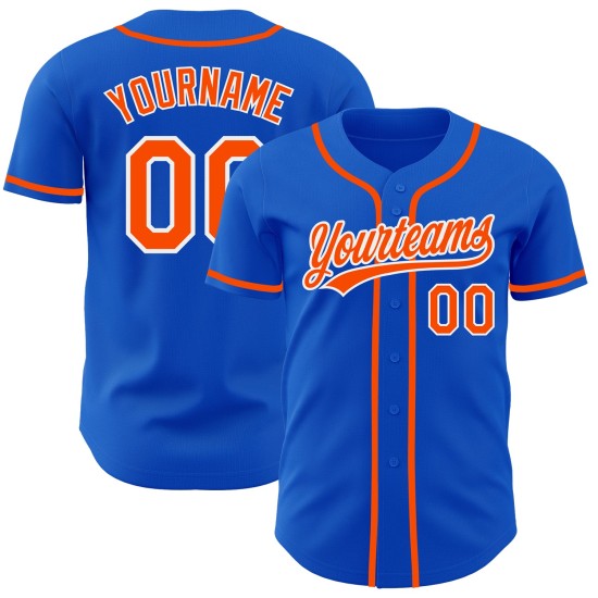 Maillot de baseball authentique Blue Thunder orange-blanc personnalisé Maillot de baseball authentique Blue Thunder orange-blanc personnalisé