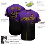 Maillot de baseball tendance violet délavé, personnalisé, noir et or, authentique Maillot de baseball tendance violet délavé, personnalisé, noir et or, authentique