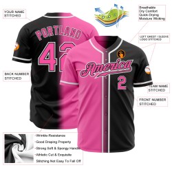 Maillot de baseball rose-blanc-noir tendance personnalisé dégradé authentique Maillot de baseball rose-blanc-noir tendance personnalisé dégradé authentique