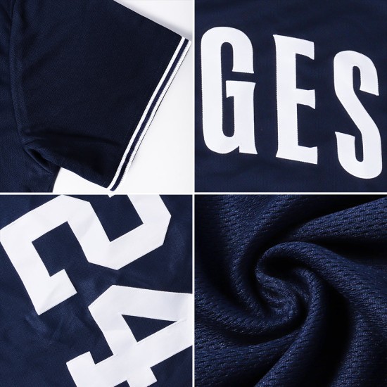 Maillot de baseball personnalisé authentique bleu marine bleu marine-gris