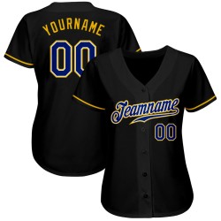 Maillot de baseball personnalisé noir authentique Royal-Gold