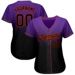 Maillot de baseball tendance délavé noir-orange personnalisé violet authentique Maillot de baseball tendance délavé noir-orange personnalisé violet authentique