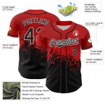 Maglia da baseball personalizzata Rave Design Splatter nera, bianca e rossa con motivo 3D autentico