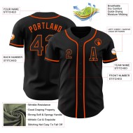 Maglia da baseball nera arancione personalizzata autentica