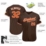 Maglia da baseball personalizzata autentica con strisce marroni arancioni e bianche