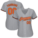 Maillot de baseball personnalisé gris authentique orange-noir à fines rayures noires