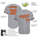 Maillot de baseball personnalisé gris authentique orange-noir à fines rayures noires