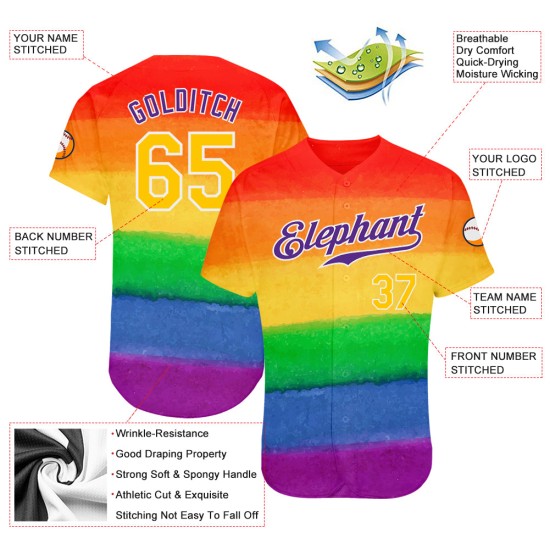Le mois de la fierté et du baseball est un maillot LGBT authentique pour Rainbow Custom