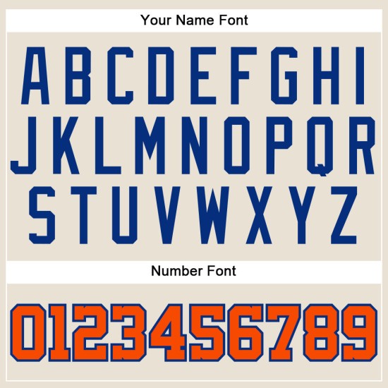 Maglia da baseball autentica personalizzata color crema, arancione e blu reale Maglia da baseball autentica personalizzata color crema, arancione e blu reale