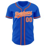 Maillot de baseball authentique Blue Thunder orange-blanc personnalisé Maillot de baseball authentique Blue Thunder orange-blanc personnalisé