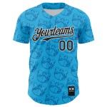 Maglia da baseball Revzzz Sky Bear personalizzata, nera e bianca, 3D Blue Drip, autentica