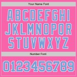 Maillot de baseball bleu-blanc personnalisé authentique rose clair Maillot de baseball bleu-blanc personnalisé authentique rose clair