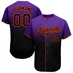 Maillot de baseball tendance délavé noir-orange personnalisé violet authentique Maillot de baseball tendance délavé noir-orange personnalisé violet authentique