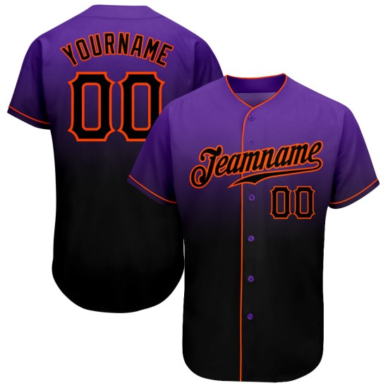 Maillot de baseball tendance délavé noir-orange personnalisé violet authentique Maillot de baseball tendance délavé noir-orange personnalisé violet authentique